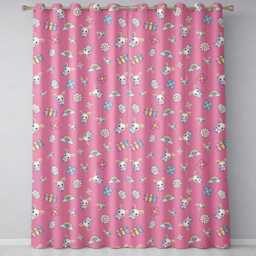 Cute Rainbow Bunny Flower Easter Egg Seamless Pattern Pink Background Readymade Eyelet Ring Top Thermal 100% Blackout Curtains - thumbnail 2