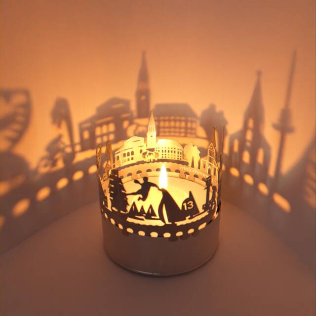 Kiel Skyline Shadow Play - Lantern Candle Attachment - Silhouette Projection Of Landmarks Unique Souvenir For Enthusiasts - image 1