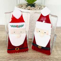 Father Christmas Fused Glass Candle Holder Decoration, Santa Decoration, Cornish Fused Glass - thumbnail 4