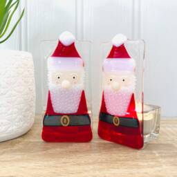Father Christmas Fused Glass Candle Holder Decoration, Santa Decoration, Cornish Fused Glass - thumbnail 2