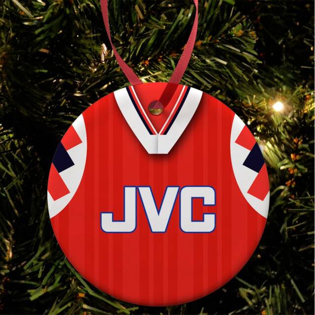 Arsenal Home 1992 Retro Shirt Kit Christmas Tree Decoration Bauble Flat Ceramic Great Gift