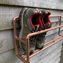 Handmade Copper Shoe Shelf Wall Mounted Metal Rack - thumbnail 4