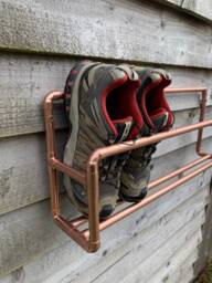 Handmade Copper Shoe Shelf Wall Mounted Metal Rack - thumbnail 1
