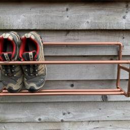 Handmade Copper Shoe Shelf Wall Mounted Metal Rack - thumbnail 2