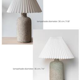 Minimalist Ceramic Table Lamp, Pleated White Lampshade & Grey Raw Matt Base, Minimal Home Decor - thumbnail 4