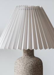 Minimalist Ceramic Table Lamp, Pleated White Lampshade & Grey Raw Matt Base, Minimal Home Decor