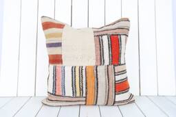 Turkish Kilim Pillow Cover - 20x20 Inch Vintage Anatolian Home Decor - thumbnail 1