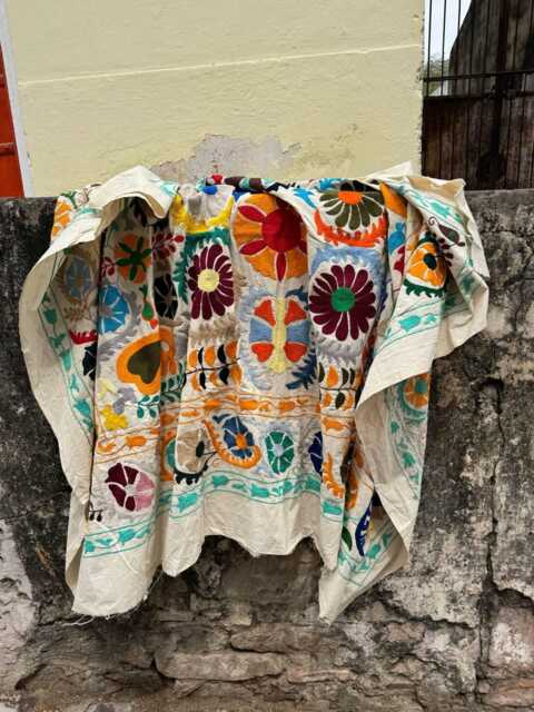 Embroidered Cotton Suzani Quilt - Boho Throw Blanket, Ethnic Bedspread 150x225cm - image 1