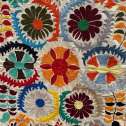 Embroidered Cotton Suzani Quilt - Boho Throw Blanket, Ethnic Bedspread 150x225cm - thumbnail 3
