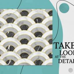 Art Deco Marble Rainbows Shapes Vinyl Flooring, Black Flooring Linoleum, White Vivid Colors Inks, Circles High Quality Print, Pet Friendly - thumbnail 2