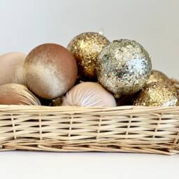Gold Velvet Christmas Balls Handmade Glitter Ornaments, Set Of 12 - thumbnail 3