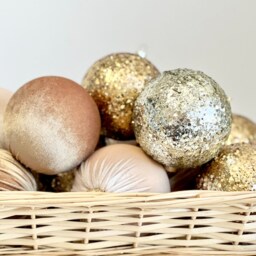 Gold Velvet Christmas Balls Handmade Glitter Ornaments, Set Of 12 - thumbnail 2