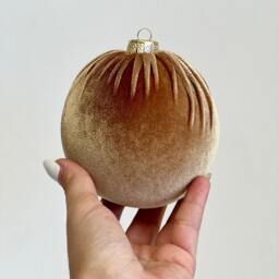 Gold Velvet Christmas Balls Handmade Glitter Ornaments, Set Of 12 - thumbnail 4