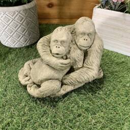 stone Garden Orangutan Loving Couple Cute Gift Ornament - thumbnail 2