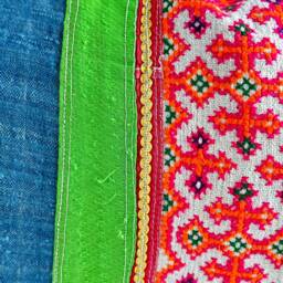 Hmong Pillow Cover Vintage Hand Block Print Hemp Cushion - 16 X 26 - thumbnail 3