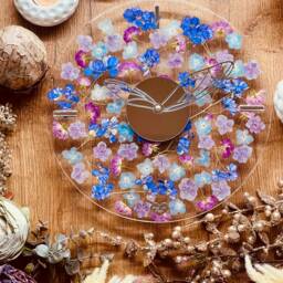Clock, Wall Clock, Resin Art Grandfather Decoration, Art, Object, Gift, Flowers, Hydrangeas, Eucalyptus - thumbnail 2