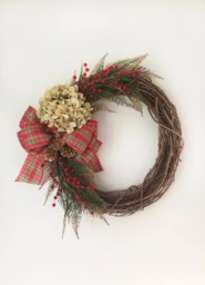 Christmas Wreath, Decor, Cream Hydrangea Holiday Wreaths, Winter Wreath For Front Door - thumbnail 1