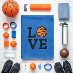Personalised Basketball Towel - Custom Embroidered Name Or Text With Design Sports For Players - thumbnail 2