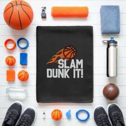 Personalised Basketball Towel - Custom Embroidered Name Or Text With Design Sports For Players - thumbnail 3