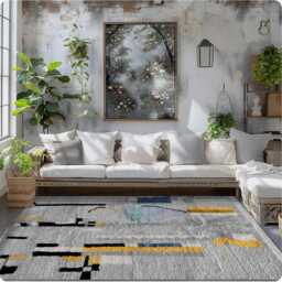 Authentic Gray Moroccan Rug, Shag Custom Made Carpet, Large Area Berber Rug - thumbnail 4