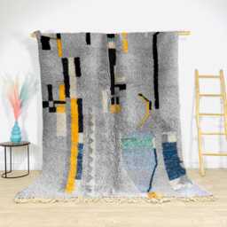 Authentic Gray Moroccan Rug, Shag Custom Made Carpet, Large Area Berber Rug
