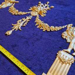 Large Ornate Applique Panel Louis Xvi Floral Gilt White French Style Decorative Wall Furniture Onlay Moulding Pediment Plastic Decoration - thumbnail 3