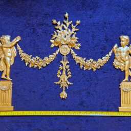 Large Ornate Applique Panel Louis Xvi Floral Gilt White French Style Decorative Wall Furniture Onlay Moulding Pediment Plastic Decoration - thumbnail 2