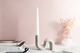 Wave Concrete Candlestick Holder Modern Home Decor - thumbnail 1