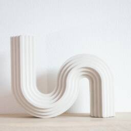 Wave Concrete Candlestick Holder Modern Home Decor - thumbnail 3