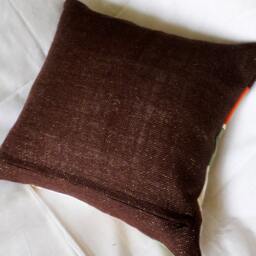 Original Design Unique Couch Pillow...natural Fabrics Patchwork & Ceramic Button Pillow ... Throw Decorative Case - thumbnail 4