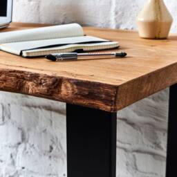 Unique Oak Desk With Live Edge - Table Legs Rustic Design Handmade Hairpin - thumbnail 2