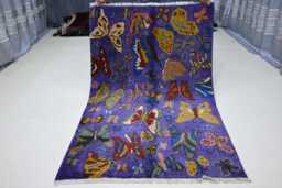Butterfly Pictorial Rug 4x6 Ft Afghan Handmade Rug, Natural Dyes Wool Bedroom Art Deco Tribal Oriental Kids Room Carpet - thumbnail 1