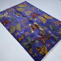 Butterfly Pictorial Rug 4x6 Ft Afghan Handmade Rug, Natural Dyes Wool Bedroom Art Deco Tribal Oriental Kids Room Carpet - thumbnail 2