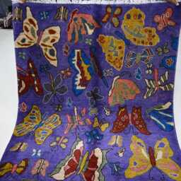 Butterfly Pictorial Rug 4x6 Ft Afghan Handmade Rug, Natural Dyes Wool Bedroom Art Deco Tribal Oriental Kids Room Carpet - thumbnail 4