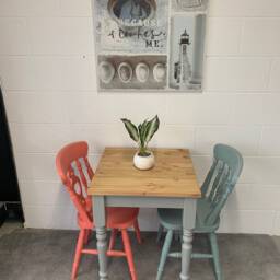 76cm Square Pine Bistro Table, Small Space Saving Caf?? Dining Furniture Hand Painted & Oiled - thumbnail 2