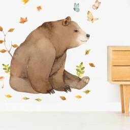 Bear Wall Decal, Plastic-Free Forest Friends Kids Room Wall Stickers