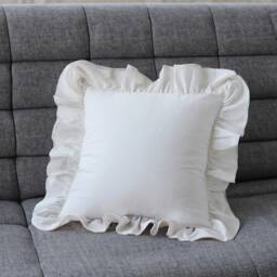 White Lace Ruffle Pillow Cover Cotton Floral Cushion - thumbnail 2