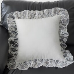 White Lace Ruffle Pillow Cover Cotton Floral Cushion - thumbnail 1