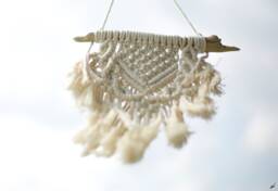Small Bohemian Macrame Driftwood Wall Hanging - thumbnail 1
