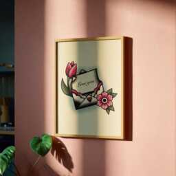 Valentine's Love Letter Traditional Tattoo Print Poster, Living Room Wall Print, Bedroom Decor, Portrait Art, Studio - thumbnail 3