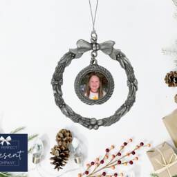 Personalised Photo Christmas Decoration - Double Sided Wreath Ornament - thumbnail 2