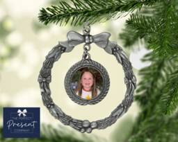 Personalised Photo Christmas Decoration - Double Sided Wreath Ornament - thumbnail 1