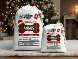 Personalised Christmas Stocking For Dogs - Tartan Pet Santa Sack Cotton Drawstring Bag