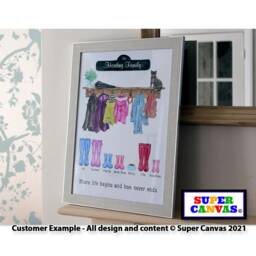 Family Coat & Wellie Boot Personalised Framed Print Handmade Gift For Friend Mum Dad Grandparent Daughter Birthday Mothers Day - thumbnail 1