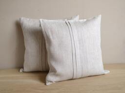 Natural Pillow Case Linen Cover Tan Cushion With Folds Decorative Beige Eco Friendly Pillows Throw - thumbnail 1