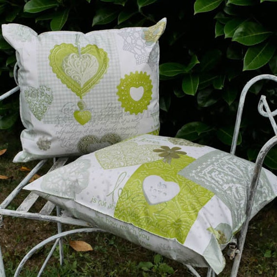 Outdoor Cushion Made Of Oilcloth - Trendy Home, Garden & Lounge Decoration Pattern Hearts Green in Three Different Sizes - image 1