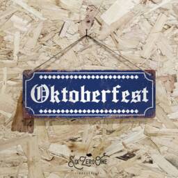 Oktobberfest - Metal Signs. Vintage Worn Rusty Look Print Willkommen Biergarten Beer Garden Patio Mancave Kitchen - thumbnail 1