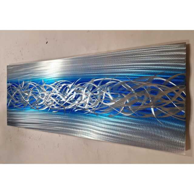 Charged. Abstract Metal Wall Art, Blue & Silver Home Decor Indoor/Outdoor - image 1