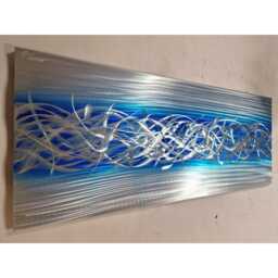 Charged. Abstract Metal Wall Art, Blue & Silver Home Decor Indoor/Outdoor - thumbnail 2