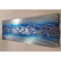 Charged. Abstract Metal Wall Art, Blue & Silver Home Decor Indoor/Outdoor - thumbnail 1